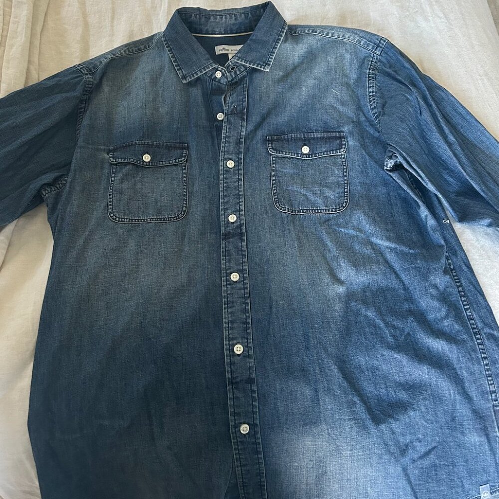 NWOT Peter Millar Denim Button Down Shirt